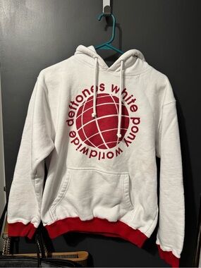 Deftones White Pony WorldWide Logo Hoodie - White/Red